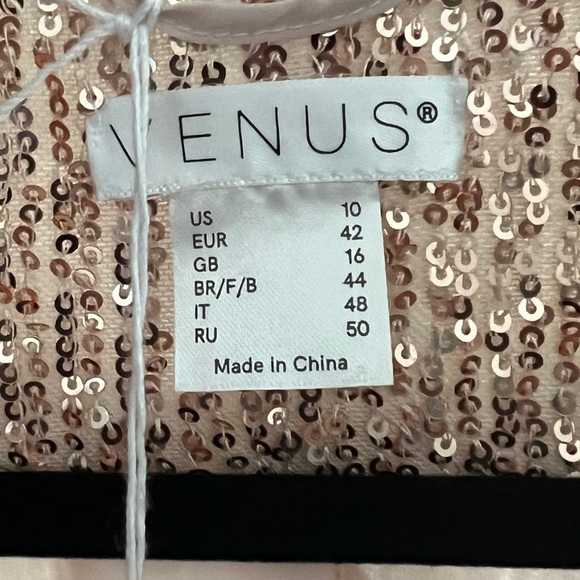 NWT Venus Blush Pink Sequin with Gold Hardware Zip Jacket - Picture 2 of 10
